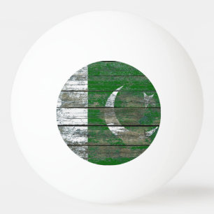 Balle De Ping Pong Le drapeau pakistanais sur le bois rugueux