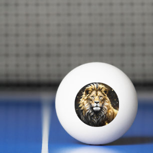 Balle De Ping Pong Le Roi : L'Or Majestic Et Le Lion Mâle Gris,