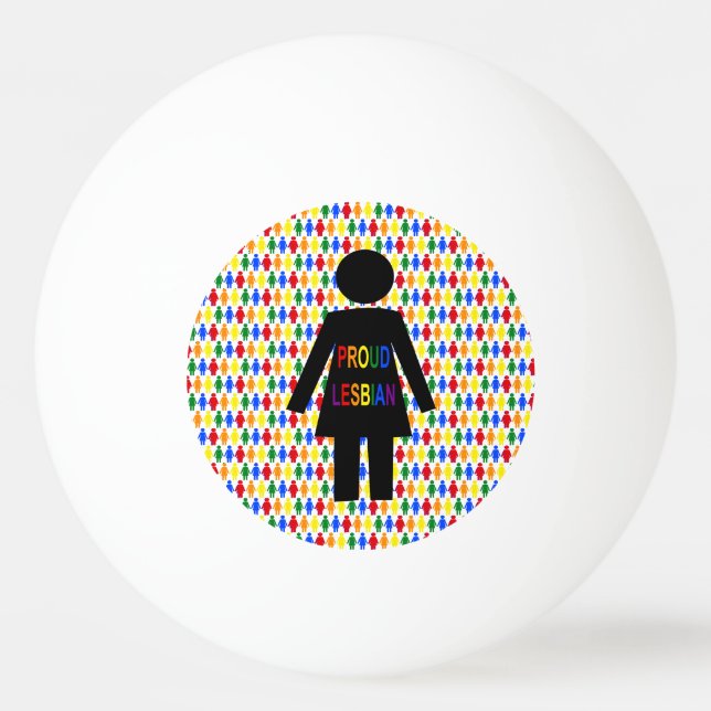 Balle De Ping Pong Lesbienne LGBTQ Silhouette et Rainbow Ladies (Devant)