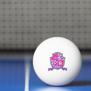Balle De Ping Pong Lettre d'Alice Une crête de licorne rose pourpre