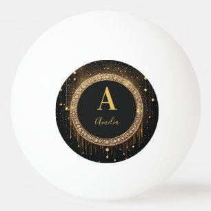 Balle De Ping Pong Lettre de monogramme personnalisée avec paillettes