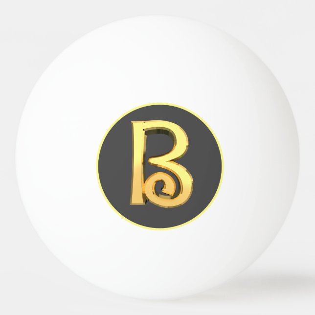 Balle De Ping Pong LETTRE D'Or PERSONNALISÉE B (Devant)