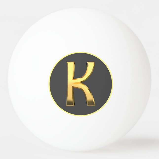 BALLE DE PING PONG LETTRE D'OR PERSONNALISÉE K (Devant)