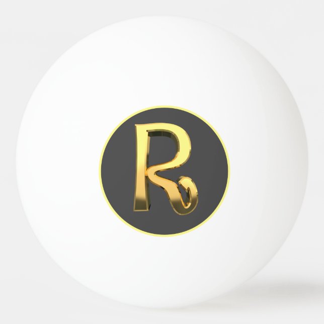 BALLE DE PING PONG LETTRE D'OR PERSONNALISÉE R (Devant)