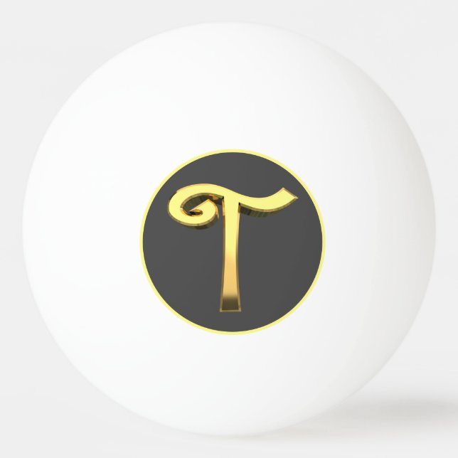 Balle De Ping Pong LETTRE D'Or PERSONNALISÉE T (Devant)