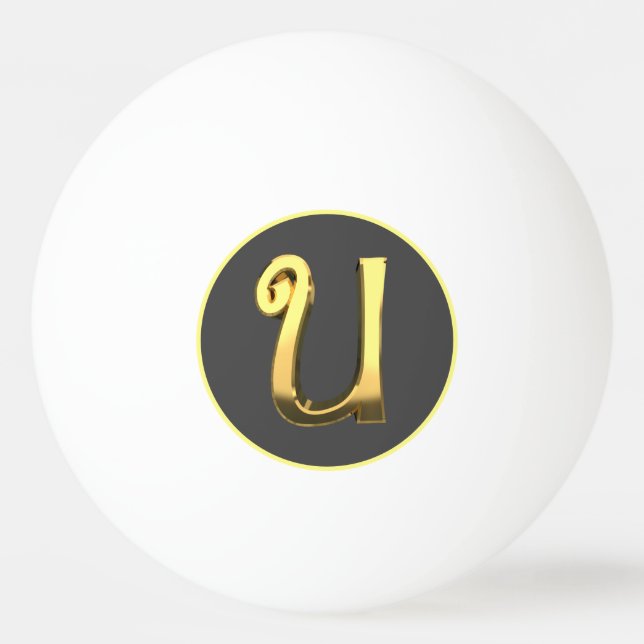 Balle De Ping Pong LETTRE D'Or PERSONNALISÉE U (Devant)