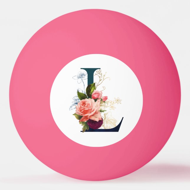 Balle De Ping Pong Lettre florale L rose (Devant)