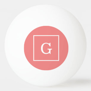Balle De Ping Pong Light Coral White Framed Initial monogram