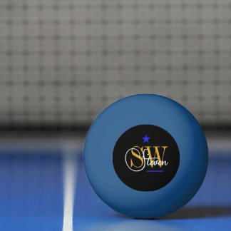 Balle De Ping Pong Ligne Bleue & Nom Monographique / Signature Modern