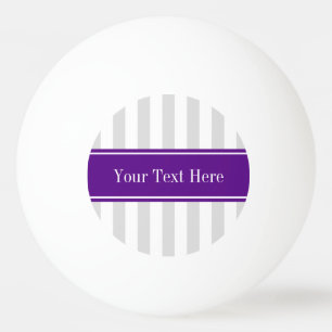 Balle De Ping Pong Lt Grey White Stripe Purple Nom Monogramme