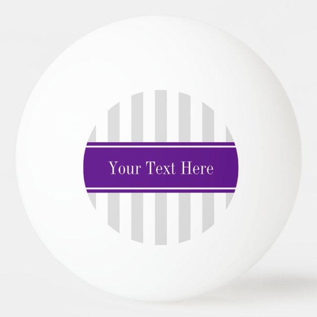 Balle De Ping Pong Lt Grey White Stripe Purple Nom Monogramme (Devant)