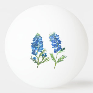 Balle De Ping Pong Lupins bleus floraux vintage aquarelle Texas