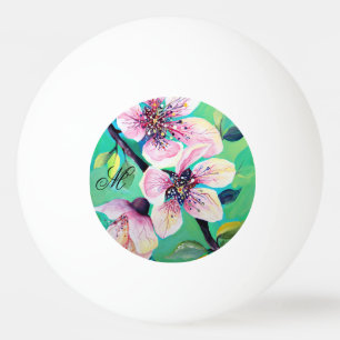 Balle De Ping Pong Magnifique Monogramme japonais Sakura Cherry Tree
