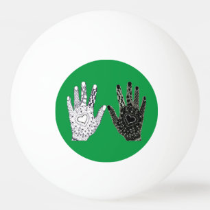 Balle De Ping Pong Mains d'amitié noir et blanc
