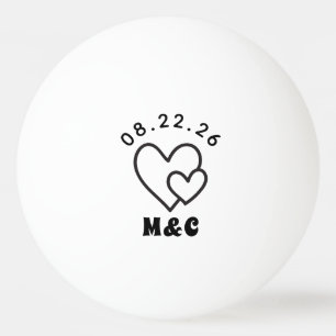 Balle De Ping Pong Mariage de monogramme cardiaque