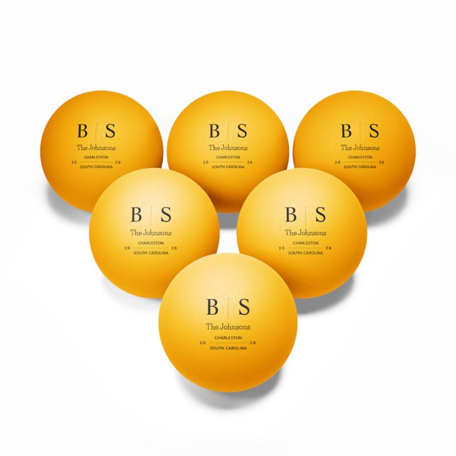 Balle De Ping Pong Mariage monographique personnalisé (Personalized Monogram Wedding Ping Pong Ball)