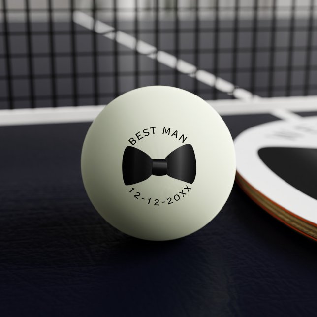 Balle De Ping Pong Mariage noeud papillon noir Meilleur homme balle d (Best glow in the dark ping pong ball for your Best Man. Just add your wedding date)