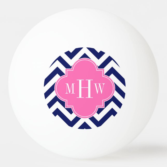 Balle De Ping Pong Marine Lg Chevron Hot Pink #2 Quatrefoil 3 Monogra (Devant)