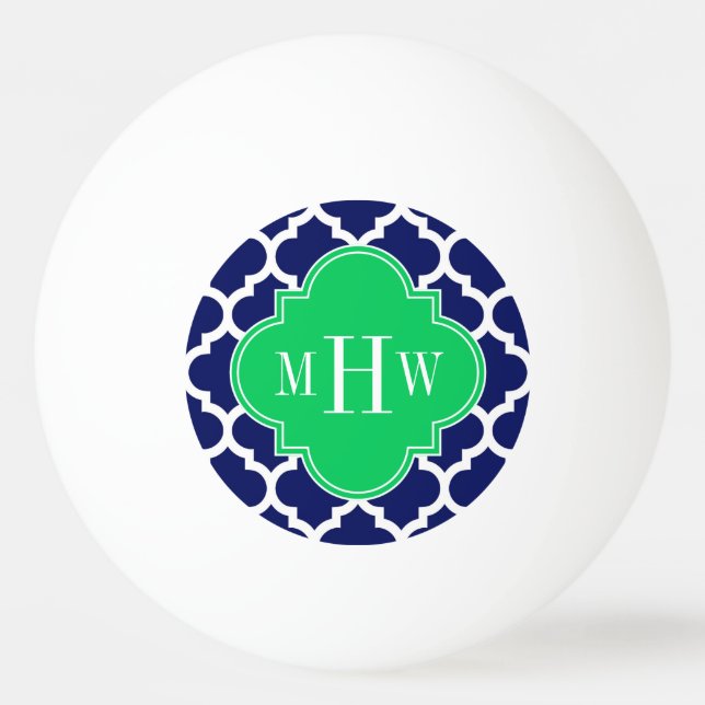 Balle De Ping Pong Marine White Marocain #5 Emerald 3 Monogramme init (Devant)