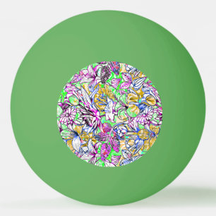 Balle De Ping Pong Marque de bagage de fleurs abstraites joliment col