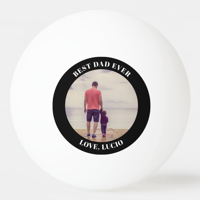 Balle De Ping Pong Meilleur papa photo personnalisée noir (Devant)