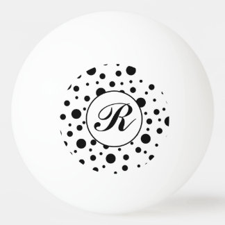 Balle De Ping Pong Modern Black White Polka Dot Monogram