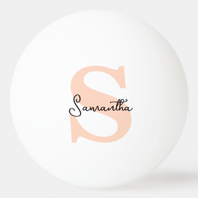 Balle De Ping Pong Moderne Elégant Personnalisé Monogramme rose initi (Devant)