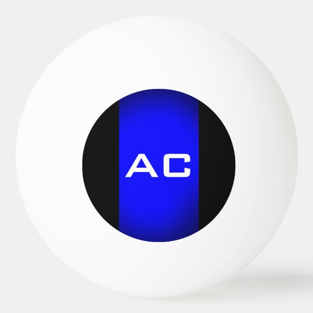 Balle De Ping Pong Moderne Monogramme Bleu Plaine Noire (Devant)