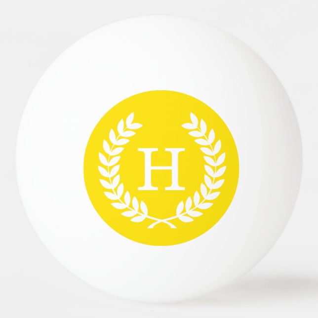 Balle De Ping Pong Monogramme blanc jaune d'initiale de guirlande de (Devant)