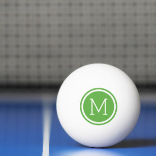 Balle De Ping Pong Monogramme circulaire vert personnalisé