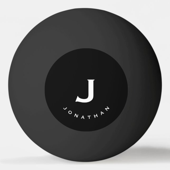 Balle De Ping Pong Monogramme classique noir minimal (Devant)