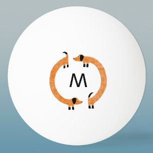 Balle De Ping Pong Monogramme de chien de saucisse Dachshund