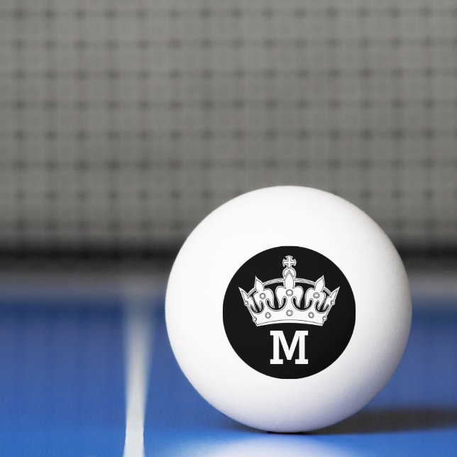 Balle De Ping Pong Monogramme de couronne blanche personnalisé (Filet)