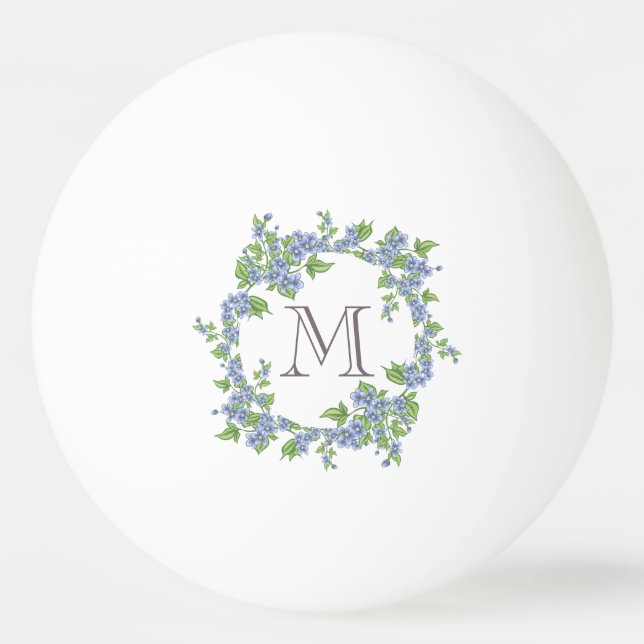 Balle De Ping Pong Monogramme de couronne florale (Devant)