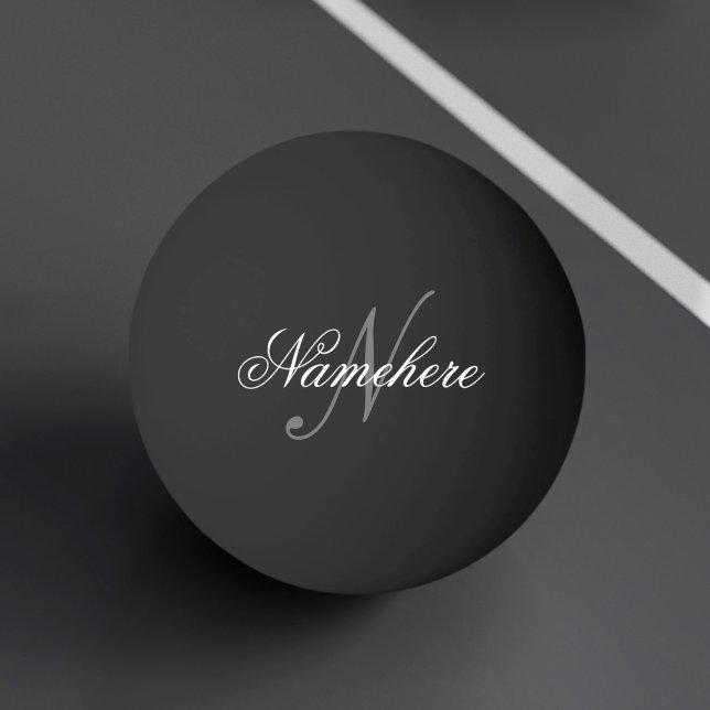 Balle De Ping Pong Monogramme de nom noir et blanc personnalisé uniqu (Créateur téléchargé)