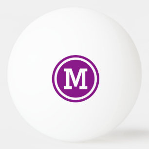 Balle De Ping Pong Monogramme du cercle pourpre et blanc