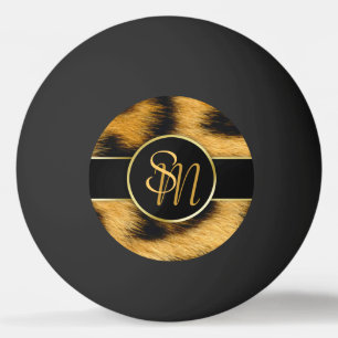 Balle De Ping Pong Monogramme élégant d'empreinte de léopard - boule