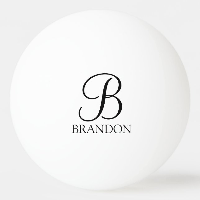 Balle De Ping Pong Monogramme et nom de script personnalisé (Devant)