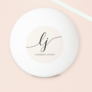 Balle De Ping Pong Monogramme et nom Simple Élégant Personnalisé