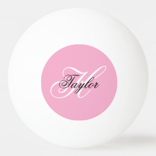 Balle De Ping Pong Monogramme fantaisie noir et blanc Rose