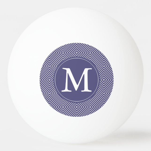 Balle De Ping Pong Monogramme géométrique pourpre de carrés (Devant)