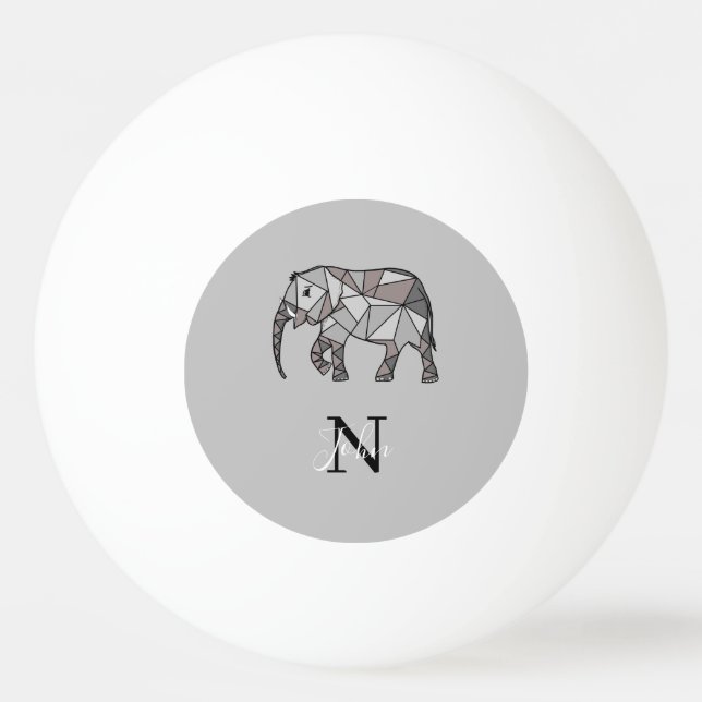 Balle De Ping Pong Monogramme Graphique mignon Eléphant Noir personna (Dos)