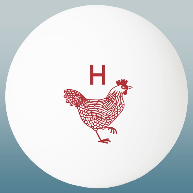 Balle De Ping Pong Monogramme initial de poulets (Fun personalized chicken hen monogram initial ping pong ball)