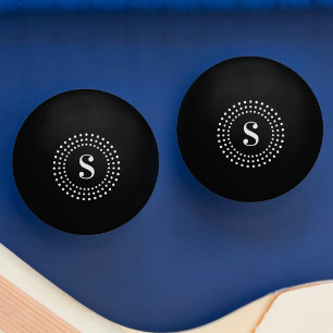 Balle De Ping Pong Monogramme initial des points radiaux rétro sur le