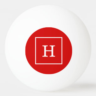 Balle De Ping Pong Monogramme initial encadré par blanc rouge