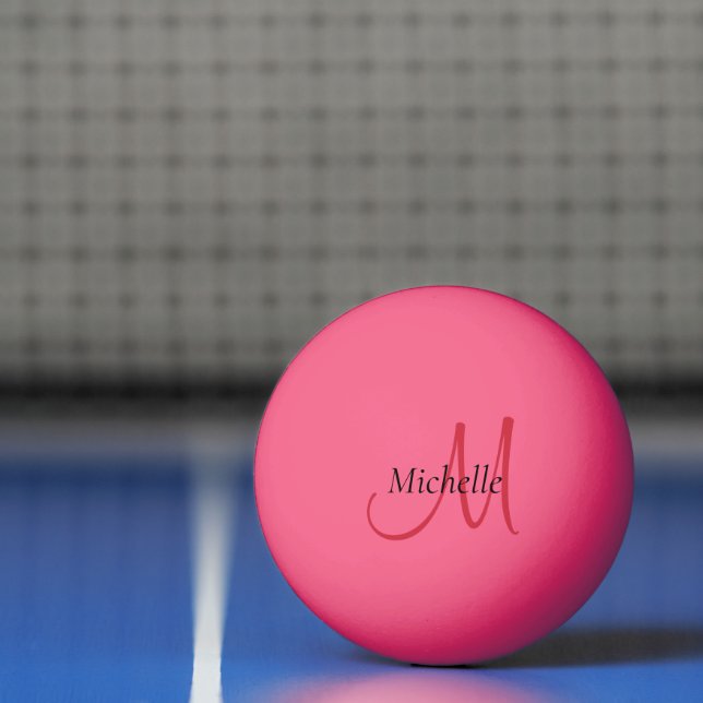Balle De Ping Pong Monogramme initial rose tendance Modèle moderne (Filet)