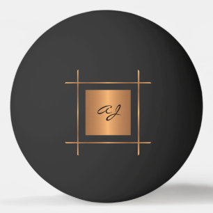 Balle De Ping Pong Monogramme initial typographie or script noir