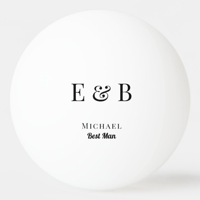 Balle De Ping Pong Monogramme Mariage Best Man Cadeau Black personnal (Devant)