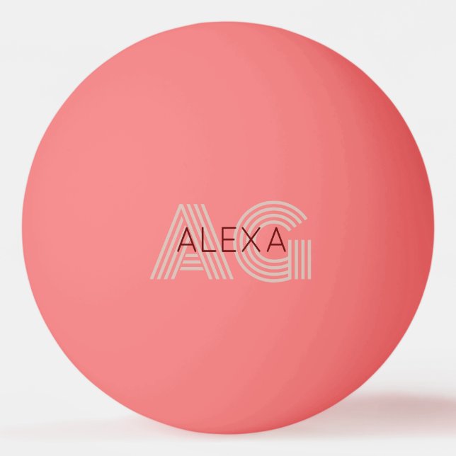 Balle De Ping Pong Monogramme moderne beige et vin (Devant)