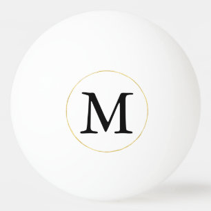 Balle De Ping Pong Monogramme noir avec cercle or
